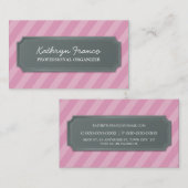 CARTE DE VISITE moderne gras rayé rose pâle gris (Devant / Derrière)