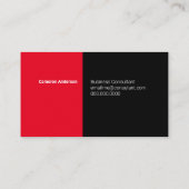 Carte De Visite Moderne Gras Rouge Noir Blanc Minimal Professionne (Dos)