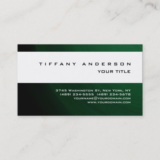 Carte De Visite Moderne Green White Stripe Professionnel tendance (Devant)