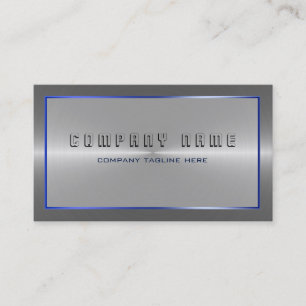 Carte De Visite Moderne gris argenté Acier inoxydable Accent bleu