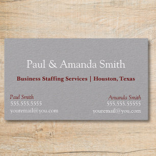 Carte de visite moderne gris avec 2 noms et contac