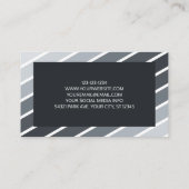 Carte de visite moderne Gris Blanc Diagonal Stripe (Dos)