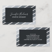 Carte de visite moderne Gris Blanc Diagonal Stripe (Devant / Derrière)