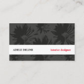 Carte De Visite Moderne Gris Blanc Floral Designer (Devant)