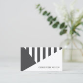 Carte De Visite Moderne Gris Blanc Géométrique Gris (Debout devant)