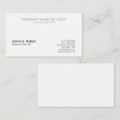 Carte De Visite Moderne Gris Blanc Professionnel Propre Élégant (Devant / Derrière)