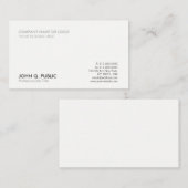 Carte De Visite Moderne Gris Blanc Professionnel Simple Élégant (Devant / Derrière)