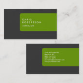 Carte de visite moderne Gris Blanc Vert Gris (Devant / Derrière)