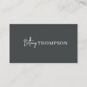 Carte De Visite Moderne Gris Charbon & Script Monogramme Chic (Devant)