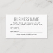 Carte de visite moderne gris de référence (Dos)