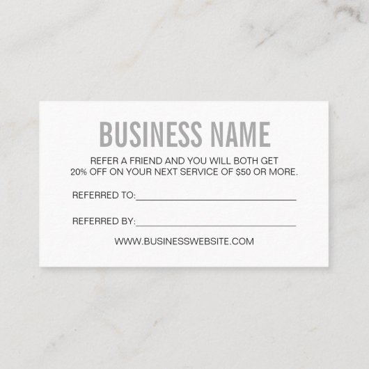 Carte de visite moderne gris de référence (Dos)