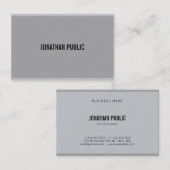 Carte De Visite Moderne Gris Élégant Simple Modèle professionnel (Devant / Derrière)
