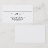 Carte De Visite Moderne Gris Gris Blanc Simple Professionnel (Devant / Derrière)