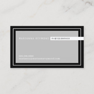Carte De Visite moderne gris/noir, photographe