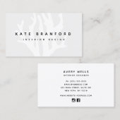 Carte De Visite Moderne Gris Océan Corail Reef Concepteur intérieu (Devant / Derrière)