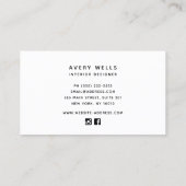 Carte De Visite Moderne Gris Océan Corail Reef Concepteur intérieu (Dos)