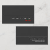 Carte de visite moderne gris rouge couleur profess (Devant / Derrière)