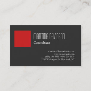 Carte De Visite Moderne Gris Rouge élégant
