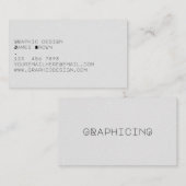 Carte De Visite Moderne Gris Typographique Simple (Devant / Derrière)
