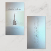 Carte De Visite Moderne, Guitare Parties scintillant Argent, Profe (Devant / Derrière)