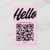 CARTE DE VISITE MODERNE HELLO LOGO PROFESSIONNEL QR ROSE (Devant)