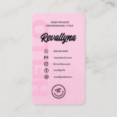 CARTE DE VISITE MODERNE HELLO LOGO PROFESSIONNEL QR ROSE (Dos)