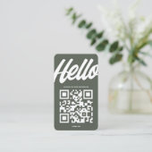 CARTE DE VISITE MODERNE HELLO LOGO PROFESSIONNEL SAGE VERT (Debout devant)