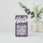 CARTE DE VISITE MODERNE HELLO MONOGRAM LOGO DAVY GRAY QR CODE (Debout devant)