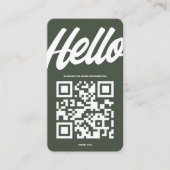 CARTE DE VISITE MODERNE HELLO MONOGRAM LOGO MOSS GREEN QR CODE (Devant)