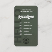 CARTE DE VISITE MODERNE HELLO MONOGRAM LOGO MOSS GREEN QR CODE (Dos)