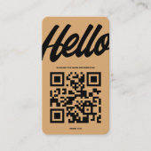 CARTE DE VISITE MODERNE HELLO MONOGRAM LOGO SUCRE BROWN QR CODE (Devant)