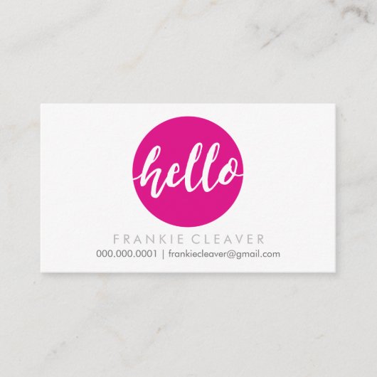 Carte De Visite MODERNE HELLO SCRIPT à main dessiné à l'aide d'un  (Devant)