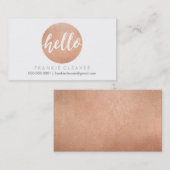 Carte De Visite MODERNE HELLO SCRIPT à main dessiné à points rose  (Devant / Derrière)
