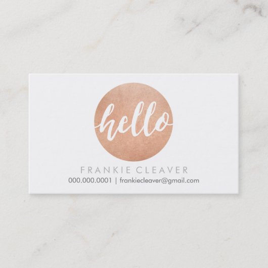 Carte De Visite MODERNE HELLO SCRIPT à main dessiné à points rose  (Devant)
