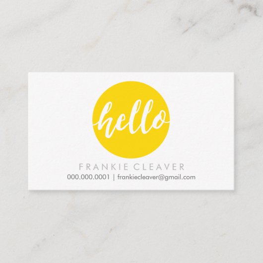 Carte De Visite MODERNE HELLO SCRIPT à main dessiné en gras tache  (Devant)