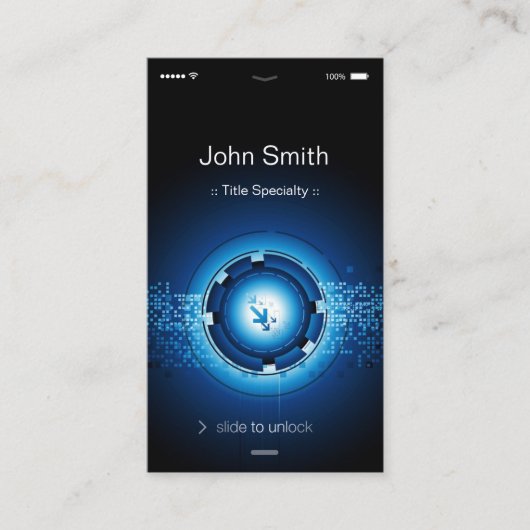 Carte De Visite Moderne Hi Tech - iPhone iOS Design plat (Devant)