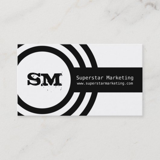 Carte de visite moderne Hipster, noir et blanc (Devant)