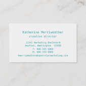 Carte de visite moderne Hipster, Turquoise (Dos)