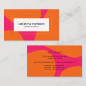 Carte De Visite Moderne Hot Rose et Orange Chic Abstrait (Devant / Derrière)