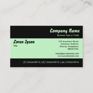 Carte De Visite Moderne II - Mint vert et noir