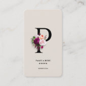 Carte De Visite Moderne Initiale P Monogramme Élégant Sable Floral (Devant)
