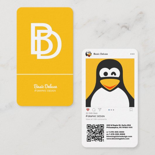 Carte De Visite Moderne inspirée par Instagram (Devant / Derrière)