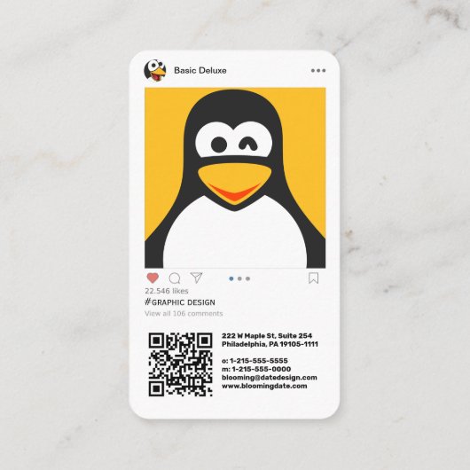 Carte De Visite Moderne inspirée par Instagram (Dos)