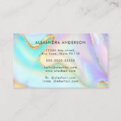 Carte De Visite Moderne Iridescente Pastel & Gold Marble (Dos)