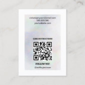 Carte De Visite Moderne Iridescente Pearl QR Code Bijoux oreille (Dos)