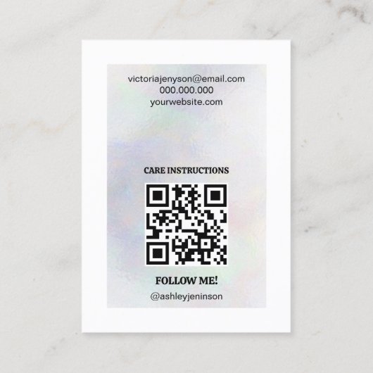 Carte De Visite Moderne Iridescente Pearl QR Code Bijoux oreille (Dos)