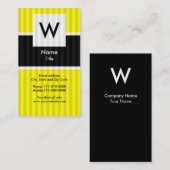 Carte de visite moderne jaune de monogramme (Devant / Derrière)