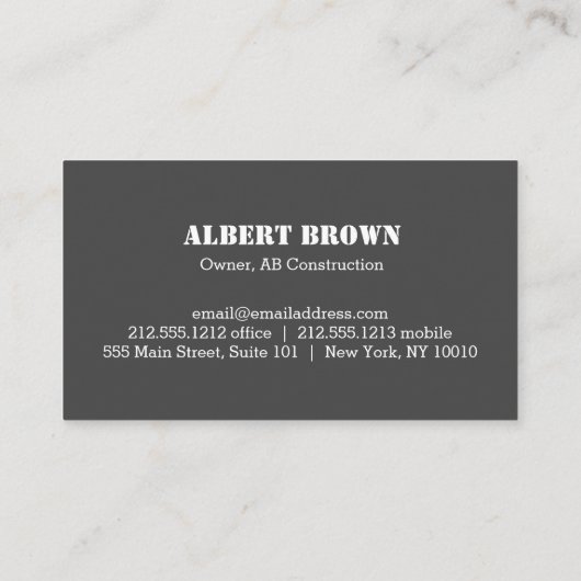 Carte De Visite Moderne jaune gris Monogramme Construction électri (Dos)