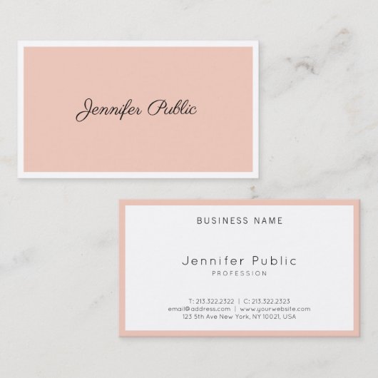 Carte De Visite Moderne Joli Script manuscrit Élégant Propre (Devant / Derrière)