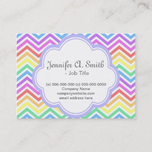 Carte De Visite Moderne, joli, tendance arc-en-ciel coloré chevron